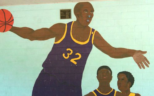 Michael Jordan mural close up