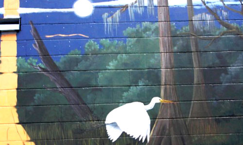 Night Passage, details, bird and swamp